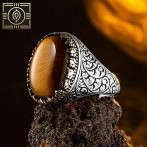 Bague Chevalière Luxe: Pierre Ovale œil De Tigre - 55 Mm