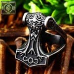 Bague Chevalière Marteau De Thor En Acier Inoxydable - Modèle 4 / 54.4 Mm