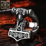 Bague Chevalière Marteau De Thor En Acier Inoxydable - Modèle 6 / 54.4 Mm