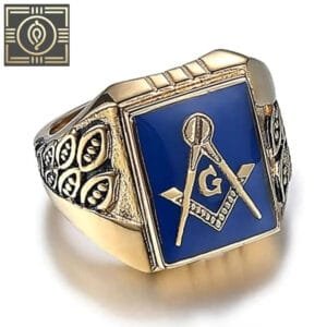 Bague Chevalière Métal Doré: Symbole Franc-maçon - 57 Mm