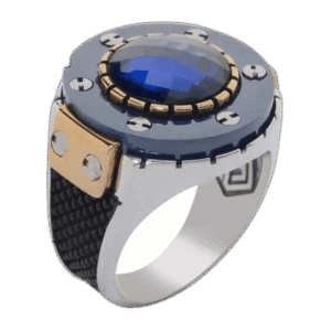 bague chevaliere moderne avec pierre zircon bleu cadeau ideal 55 76 mm roas400 499 1