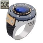 Bague Chevalière Moderne Avec Pierre Zircon Bleu: Cadeau Idéal! 55.76 Mm