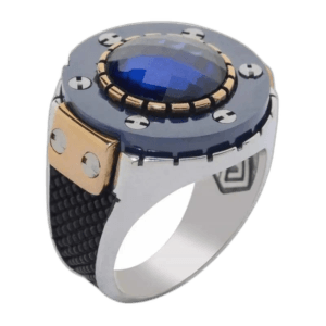 Bague Chevalière Moderne Avec Pierre Zircon Bleu: Cadeau Idéal ! 3 Bague Chevalière Moderne Avec Pierre Zircon Bleu: Cadeau Idéal! 55.76 Mm