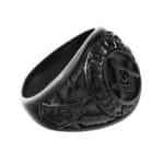 Bague Chevalière Noire En Acier Inoxydable