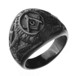 bague chevaliere noire en acier inoxydable roas250 998 1