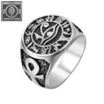 Bague Chevalière œil D’horus En Acier: Symboles Protecteurs! - 54 Mm / Argent