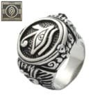 Bague Chevalière œil D’horus En Acier: Symboles Protecteurs! - 54 Mm / Gris