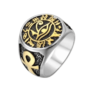 bague chevaliere oeil dhorus en acier symboles protecteurs 54 mm or roas200 175 1