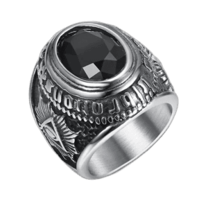 Bague Chevalière œil D’horus: Pierre Noire Artificielle - 54.5 Mm