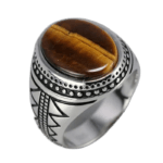 Bague Chevalière œil Du Tigre En Argent Serti