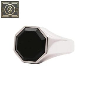 Bague Chevalière Onyx Noir Relief: Luxe Et élégance - 46.8 Mm