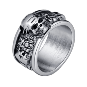 Bague Chevalière Réminiscence Tête De Mort En Métal Argenté - 54.4 Mm