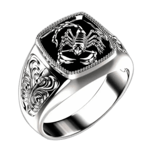 Bague Chevalière Scorpion Homme Face Carrée En Alliage De Zinc - 57 Mm