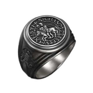 Bague Chevalière Templier - Bijou Sceau Des Templiers Face Ronde - 49 Mm