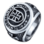Bague Chevalière Templier En Acier Inoxydable - Argent / 55.3 Mm