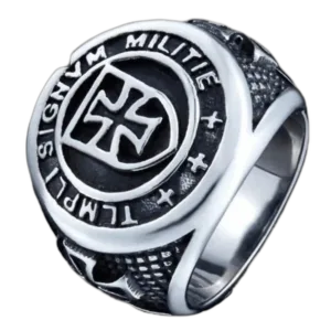 Bague Chevalière Templier En Acier Inoxydable 1 Bague Chevalière Templier En Acier Inoxydable - Argent / 55.3 Mm
