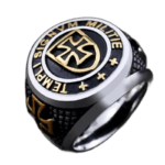 Bague Chevalière Templier En Acier Inoxydable - Or / 55.3 Mm