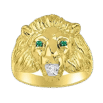 bague chevaliere tete de lion en or sertie demeraude affirmez votre puissance 355 1