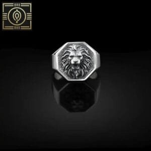 Bague Chevalière Tête De Lionen Argent Sterling - Argent / 49mm