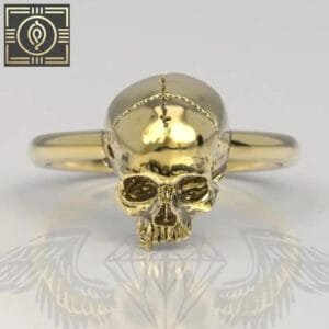 Bague Chevalière Tête De Mort En Or Jaune Pour Femme - 47 Mm / Or 10k