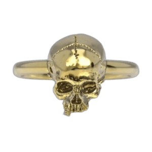Bague Chevalière Tête De Mort En Or Jaune Pour Femme - 47 Mm / Or 10k