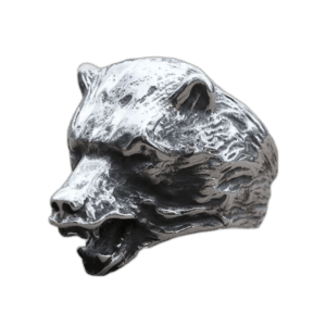 Bague Chevalière Tête D’ours En Acier Inoxydable - 57 Mm