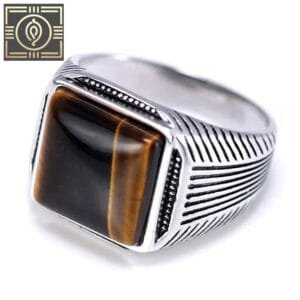 Bague Chevalière Tigre Carrée: Puissance Et Luxe Vintage - 54.4 Mm