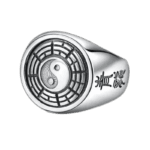 Bague Chevalière Yin Yang En Argent Sterling - 54.4 Mm