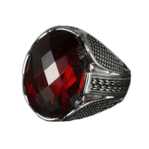 Bague Chevalière Zircon Cubique Rouge: Bijou Homme Moderne Et Imposant - 54.4 Mm