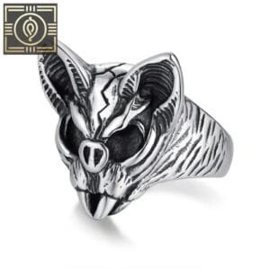 Bague Crâne Chat En Acier Inoxydable - Argent / 54 Mm