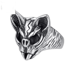 Bague Crâne Chat En Acier Inoxydable - Argent / 54 Mm