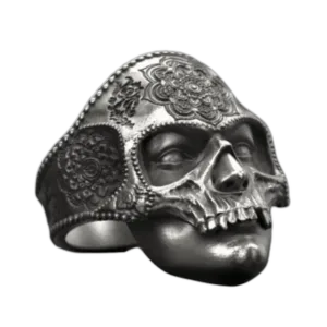 Bague Crâne Santa Muerte En Argent Massif - 48.38 Mm