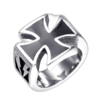 Bague Croix Pattée En Acier Pour Homme - Bijou Des Templiers - 54.4 Mm