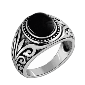 bague de luxe en argent avec pierre precieuse dagate onyx noir 54 4 mm roas300 251 1