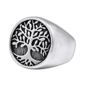 Bague En Acier Arbre De Vie: Symbole D’élégance Et Durabilité - 55.3 Mm / Argent