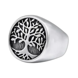 Bague En Acier Arbre De Vie: Symbole D’élégance Et Durabilité - 55.3 Mm / Argent