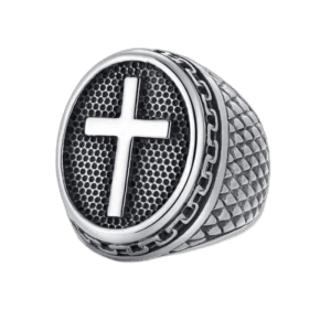 Bague En Acier Inoxydable Avec Croix Chrétienne 1 Bague En Acier Inoxydable Avec Croix Chrétienne - 54 Mm / Argent