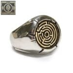 Bague En Acier Inoxydable Avec Gravure De Labyrinthe Grec - 54 Mm