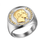 Bague En Acier Inoxydable Chevalière Napoléon - Un Style Historique Unique! - 54.5 Mm / Argenté-doré