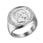 Bague En Acier Inoxydable Chevalière Napoléon - Un Style Historique Unique! - 54.5 Mm / Argenté