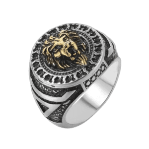 Bague En Acier Motif Lion: Affirmez Votre Style Unique! - Or / 54.4 Mm