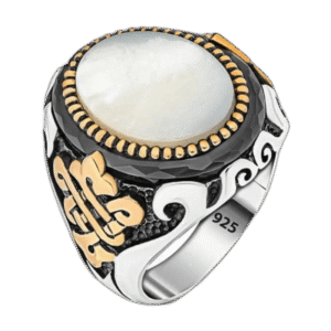 bague en argent avec pierre nacree blanche un chef doeuvre vintage blanc 55 mm 951 1