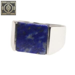 Bague En Argent Massif Avec Lapis Lazuli Rectangle - 54.4 Mm