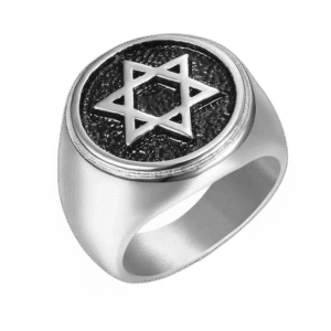 bague etoile de david noire en acier inoxydable puissance divine 54 4 mm argent 264 1