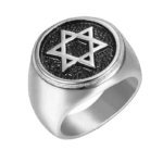 Bague étoile De David Noire En Acier Inoxydable: Puissance Divine - 54.4 Mm / Argent