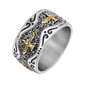 Bague Faravahar En Acier Inoxydable: Puissance Divine & Style Oriental - 57 Mm / Or