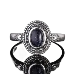 Bague Fine En Grès Bleu Serti De Pierre Semi-précieuse - Grès Bleu / 51.9 Mm