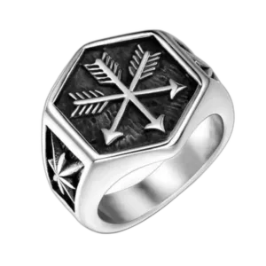 Bague Flèche Viking En Acier Inoxydable: Exprimez Votre Force! 2 Bague Flèche Viking En Acier Inoxydable: Exprimez Votre Force! - 55.3 Mm / Argent