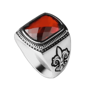bague fleur de lys rouge argent elegance royale 56 mm roas300 169 1