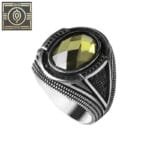Bague Homme Argent Pierre Verte: élégance Naturelle Et Qualité Supérieure - 56 Mm
